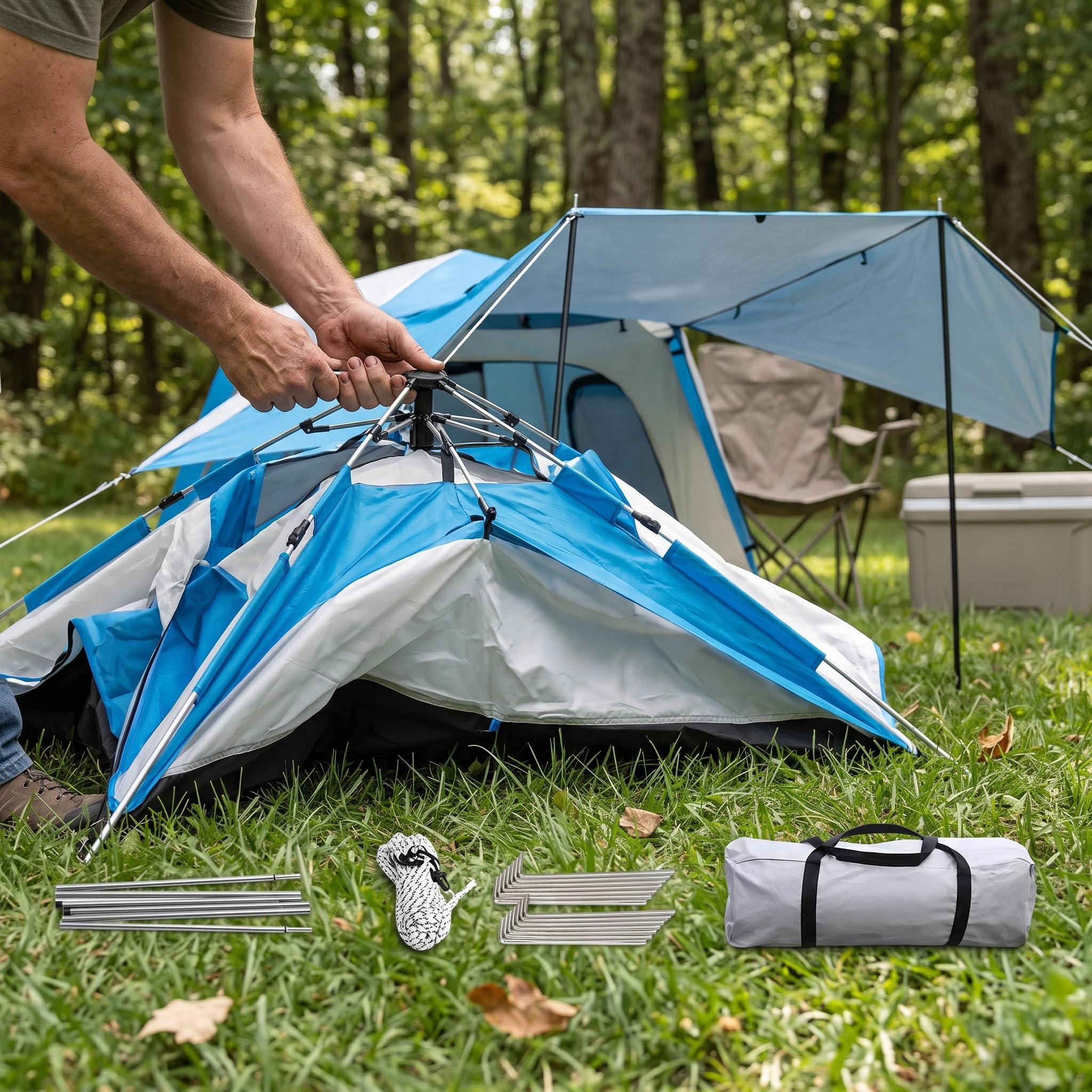 Zelt 4 Personen – Automatisches Wurfzelt Wasserdicht für Camping & Familie