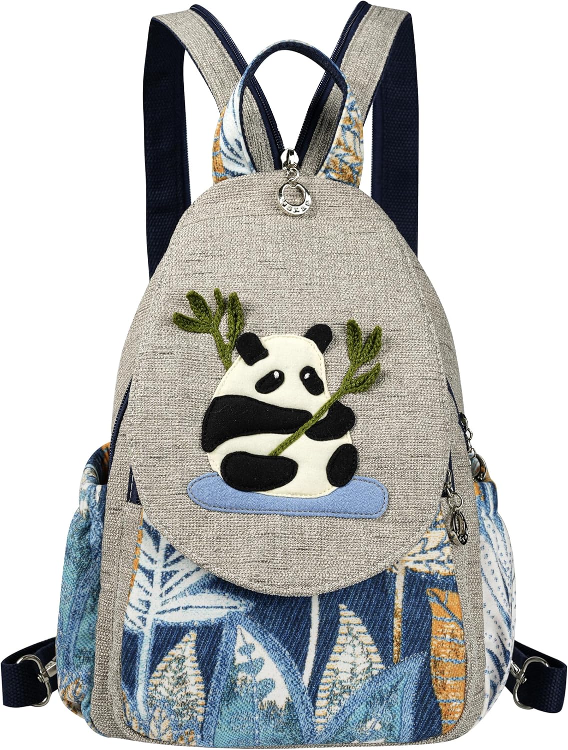 Womens Boho Cotton Hemp Cloth Backpack Boho Vintage Embroidered Casual Purse