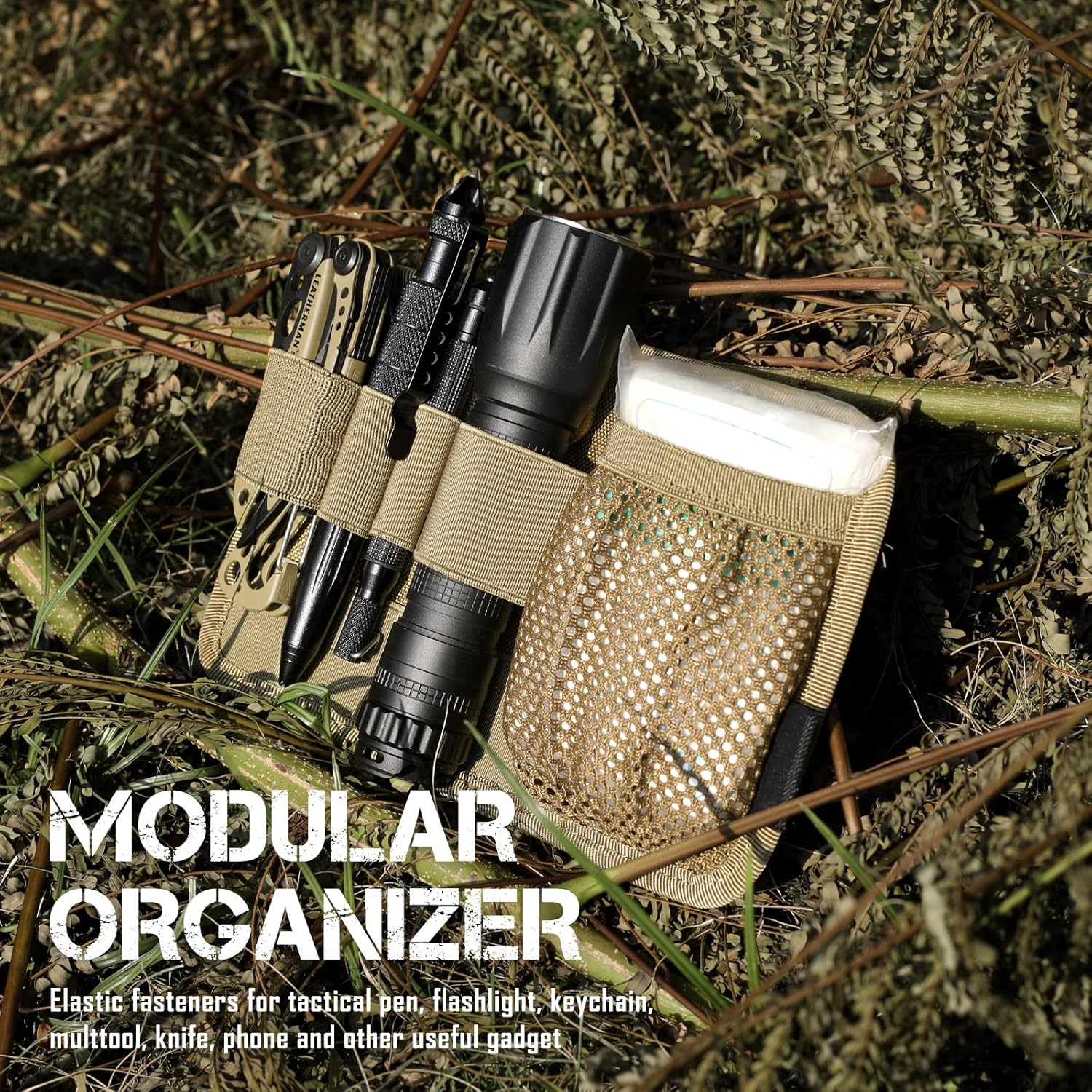 LIVANS Tactical Bag Insert Panel Organizer, Utility Admin Panel Hook and Loop Modular Organizer with Hook Fasteners for Packs Backpack or Messenger Bags - Image 8