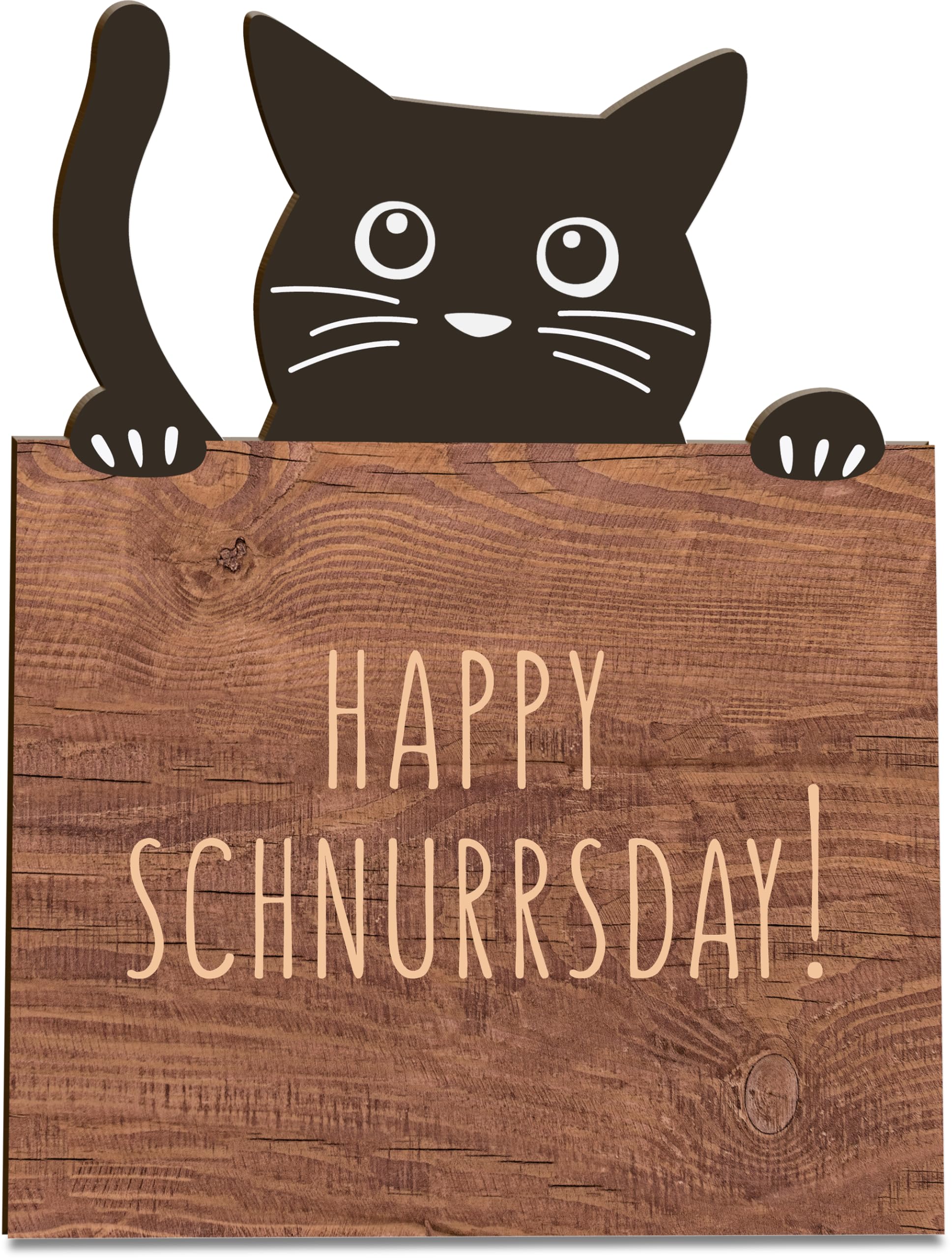 Happy Schnurrsday Holzkarte - Schnurrtag Geburtstagskarte | Katzenliebhaber, Katzenkarte, Karte für Katzenfreunde, Katzenfreundin, Lustiges Geschenk für Katzenfreunde, Katzenmama, Katzenpapa