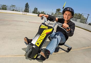 Razor Power Rider 360 9 MPH Drifting Trike Ride-On دراجة ثلاثية العجلات تعمل بالطاقة الكهربائية، أسود، أصفر