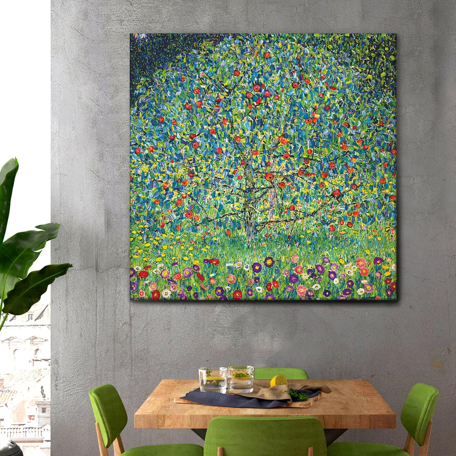 Giallobus - Obraz - Gustav Klimt - Jabłoń I - Standaard frame canvas - 100L x 100l cm - Gotowe do powieszenia - Nowoczesne obrazy do domu