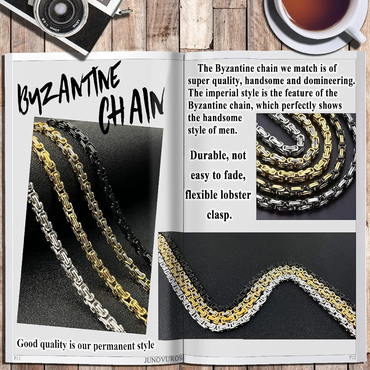 JUNOVUROS Stainless Steel Jesus Christ Cross Pendant Necklace for Men, 20 to 28 In Rolo/Byzantine Chain, 2 Sizes of Religious Jewelry with Silver/Gold/Black - Image 7