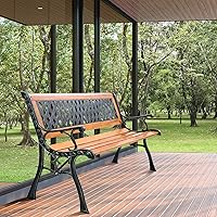 Safstar Pine Wood Garden Bench with Diamond Weave Backrest - 470 lbs Capacity Weatherproof Outdoor Park Bench for Patio Backyard