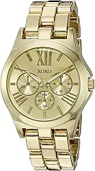Relógio analógico feminino XOXO de quartzo dourado – estilo pulseira polida com mostrador numeral romano e submostradores decorativos – Inclui caixa de presente – caixa de 36 mm, Dourado, Relógio