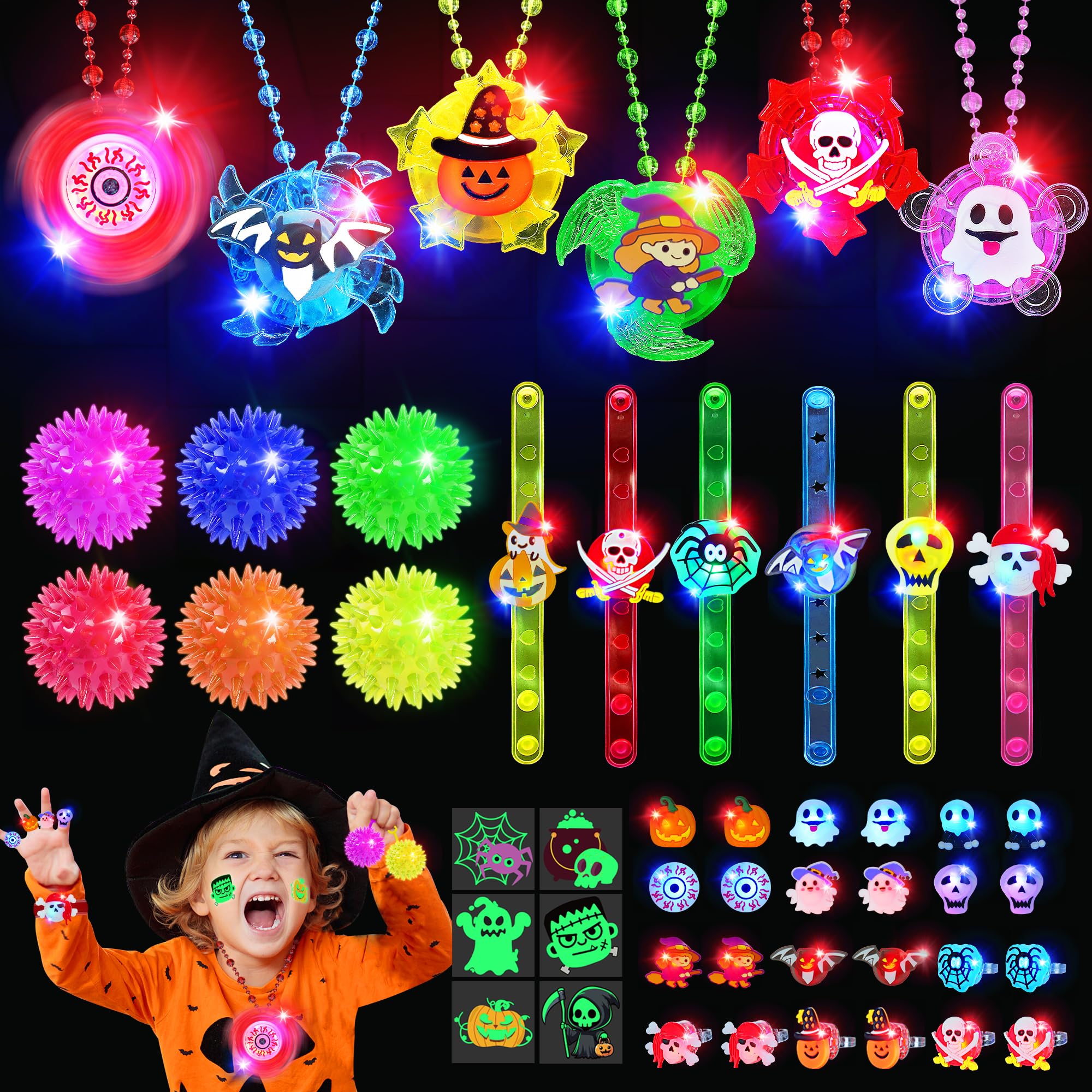 90 Pcs Halloween Glow in the Dark Party Favors Bulk, Goodie Bag Stuffers