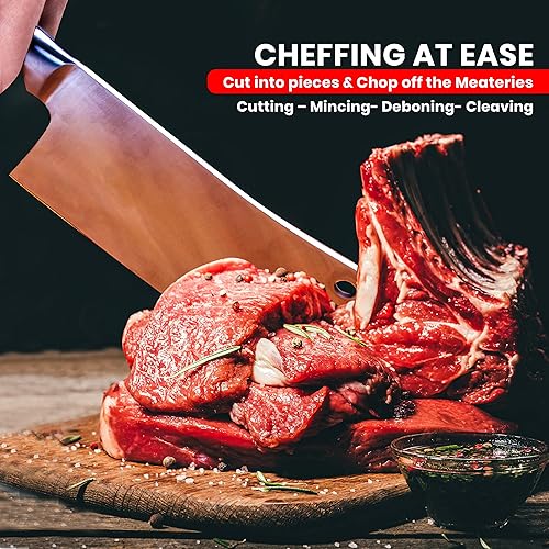 Miniatura 10 de Utopia Kitchen Cuchillo de cocina de 8 pulgadas, cuchillo de carnicero de acero inoxidable para el hogar, cocina y restaurante (negro)