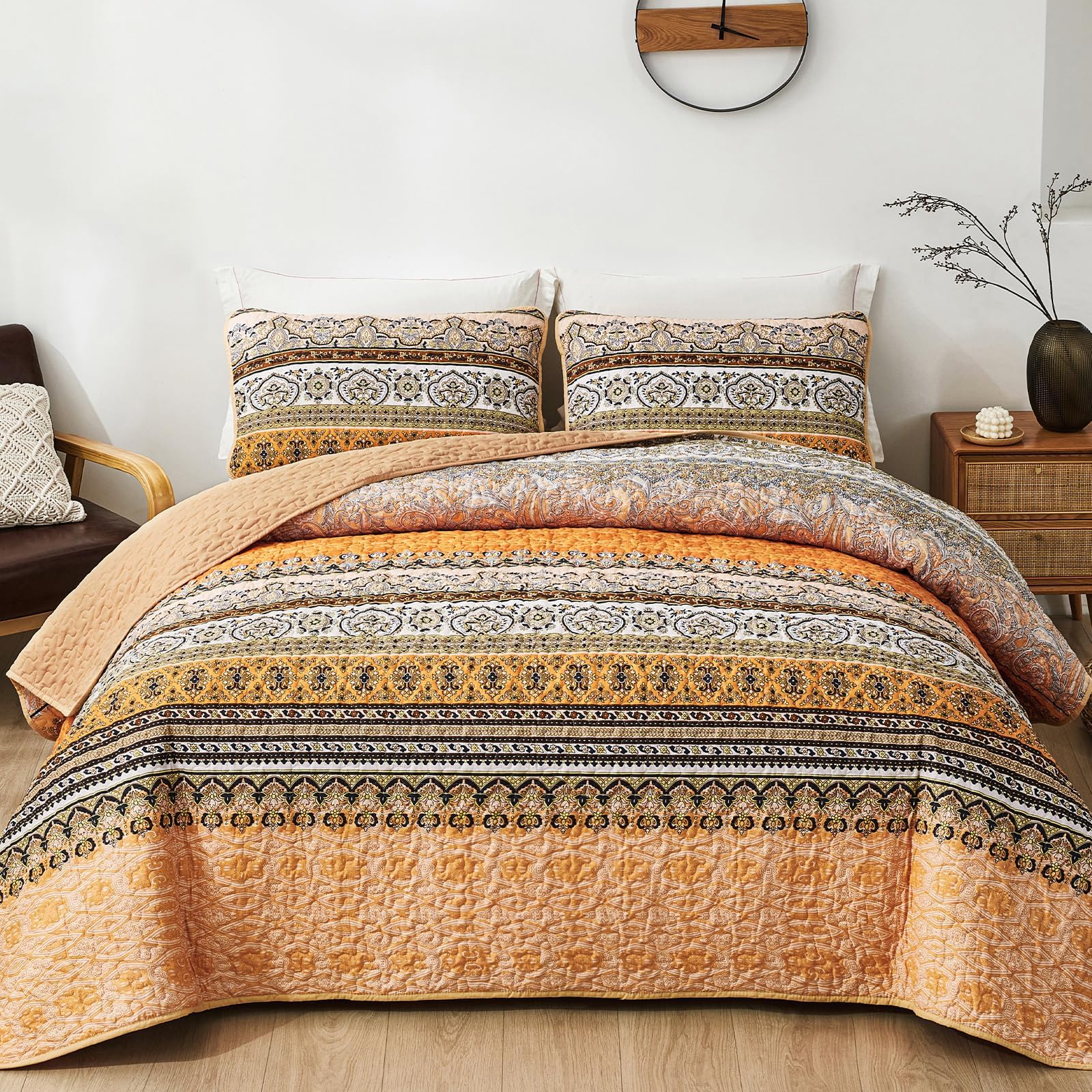 WONGS BEDDING Tagesdecke 200x220 Bettüberwurf Boho Decke Steppdecke 3