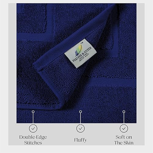 Miniatura 4 de Feather & Stitch - 2 alfombras de baño (21 x 30 pulgadas), 100% algodón, ultra suave, para ducha, dormitorio, sala de estar, cocina, absorbente de