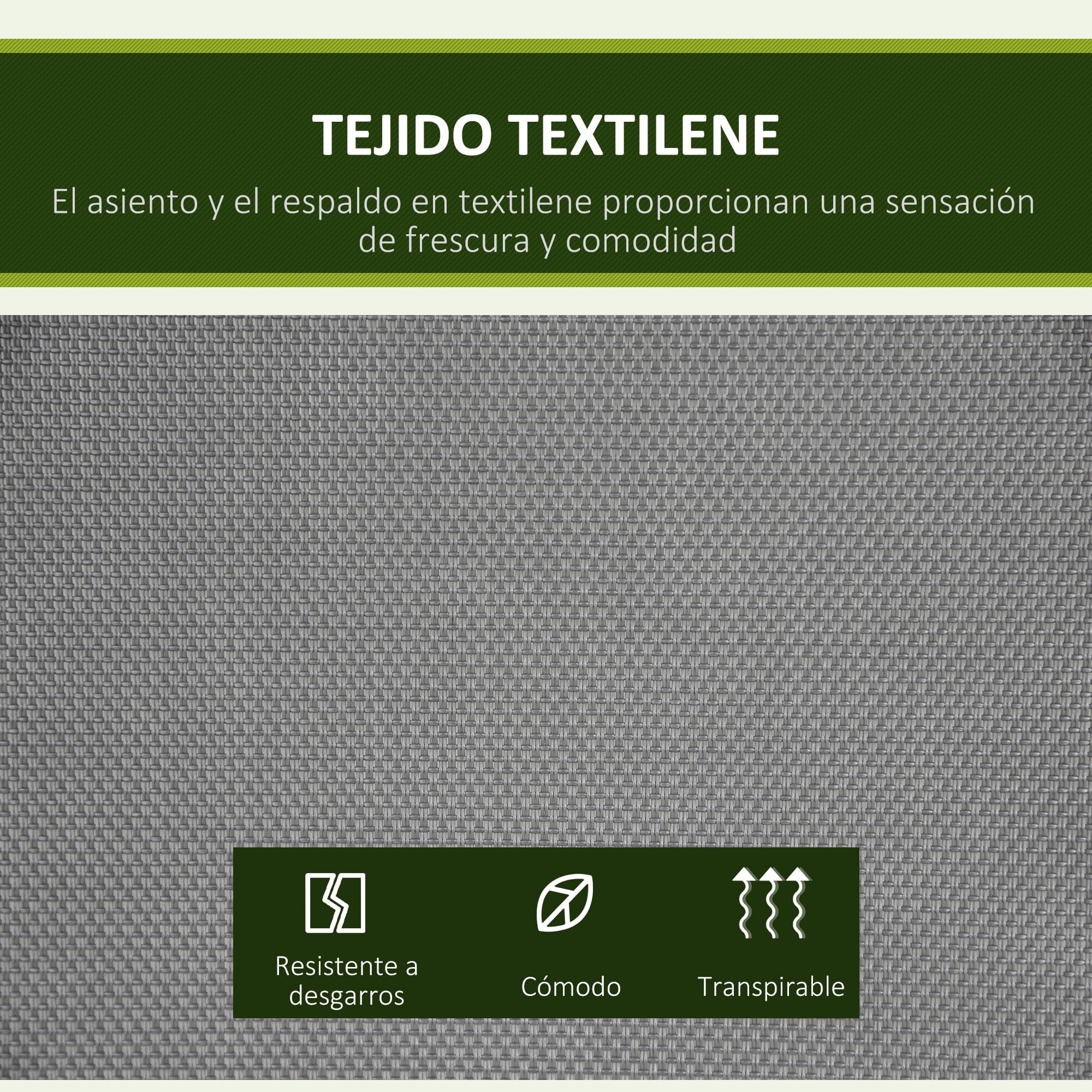 Outsunny Columpio de Jardín Exterior de 2 Plazas, Balancín de Jardín Exterior con Techo Ajustable, Marco de Acero, Asientos de Textilene, para Balcón Terraza, Carga 220 kg, 140x118x162 cm, Gris Oscuro