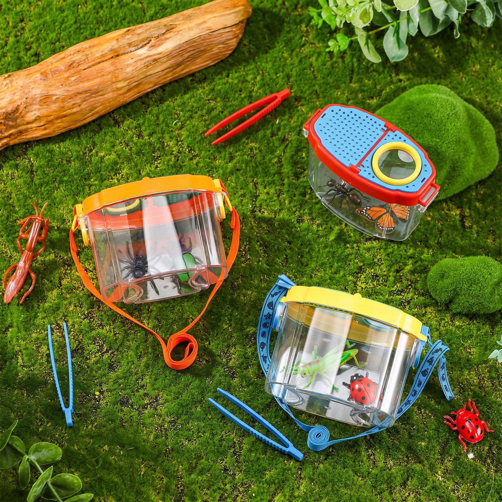 Halloscume 18 pz Bug Viewer per studenti Visore Critter Insetto Cage Bug Pinzette Ingrandimento Scatola Insetto Magnifier Container Butterfly Catcher Gabbia, Scienza Natura Strumenti di esplorazione