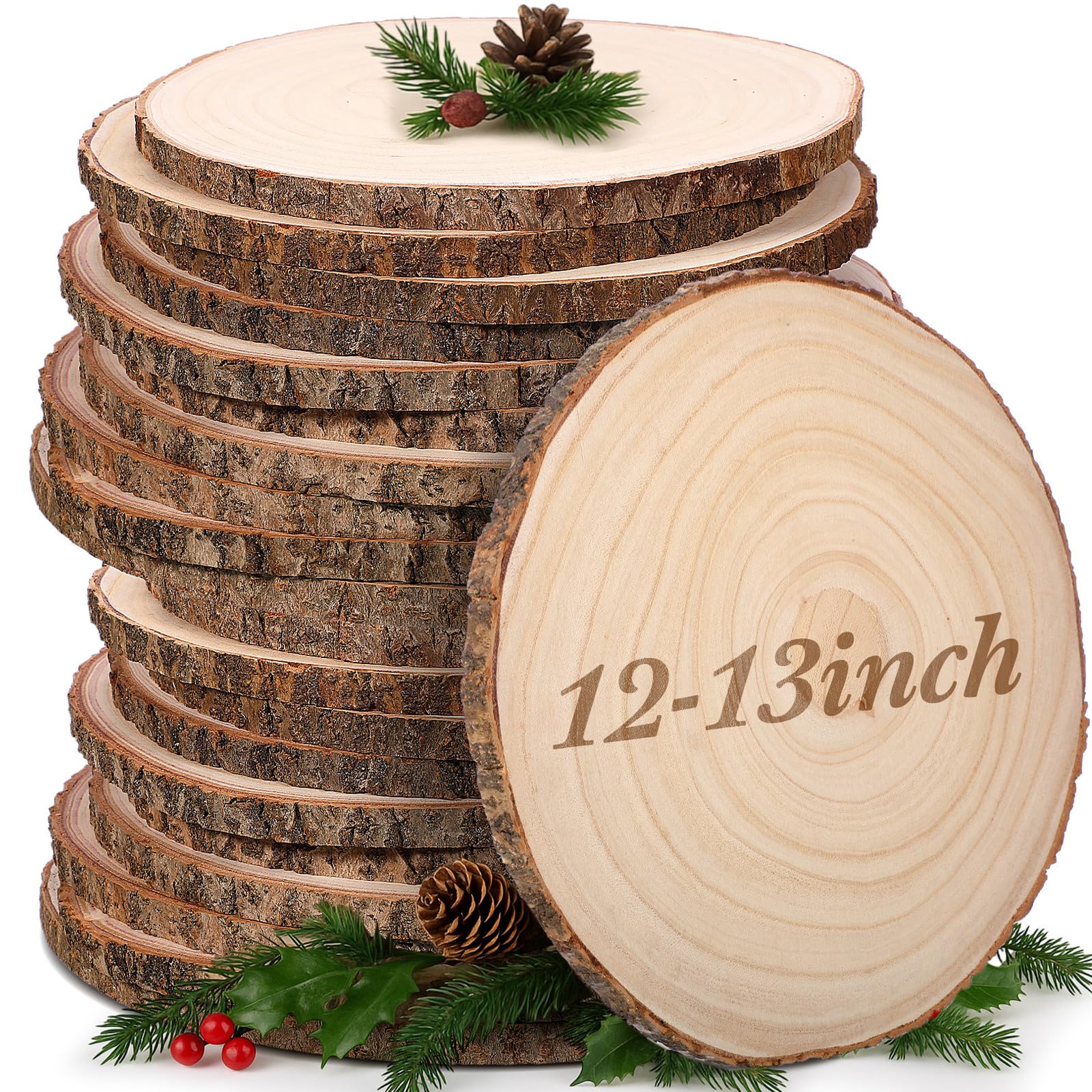Large Unfinished Wood Slices For Centerpieces 6 Pcs 10-11 Inches Natural Wood Centerpieces For Tables Table Decor, Rustic Wedding Centerpieces, Wood