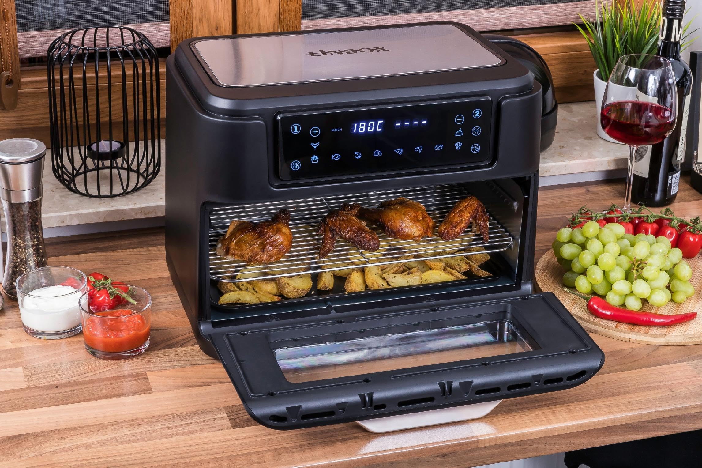 PIEKARNIK FRYTKOWNICA BEZTŁUSZCZOWA 2 KOSZE 8L/2500W 4 URZĄDZENIA W 1