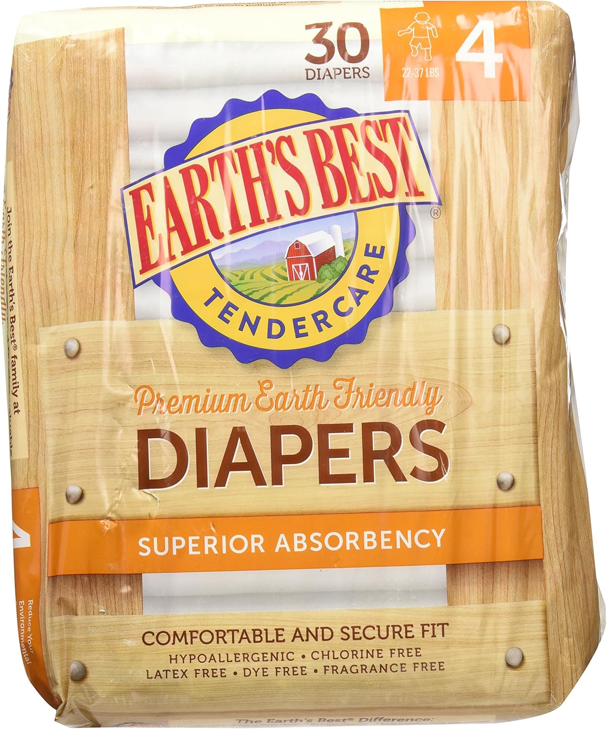 Earth's Best Chlorine Free Diapers Size 4 30 Diapers Baby