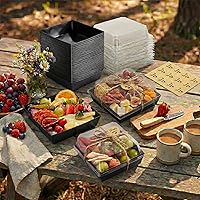 Vista 5 de Paquete de 50 Cajas Pequeñas de Charcutería con Tapas Transparentes - Caja Mini de Charcutería de Papel Para Llevar, Envases Desechables