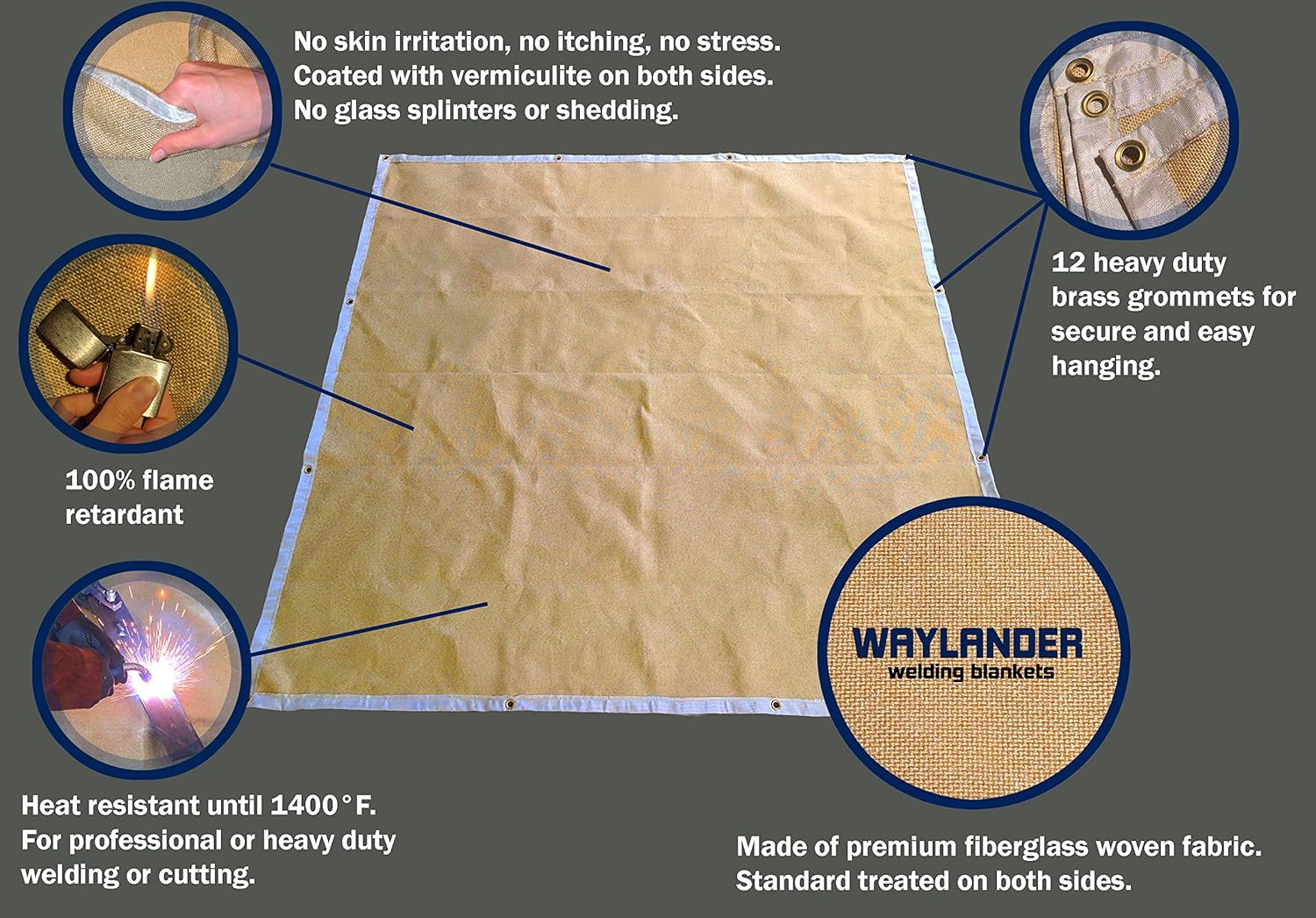 Suреr Chеар 🛒 Waylander Svalinn Fiberglass Welding Blanket – Flame Retardant Fabric Up to 1400°F; Heavy Duty Double-Sided Vermiculite Treated Fiberglass for Less Shed and Fierce Spark Protection (6' x 6', YELLOW)