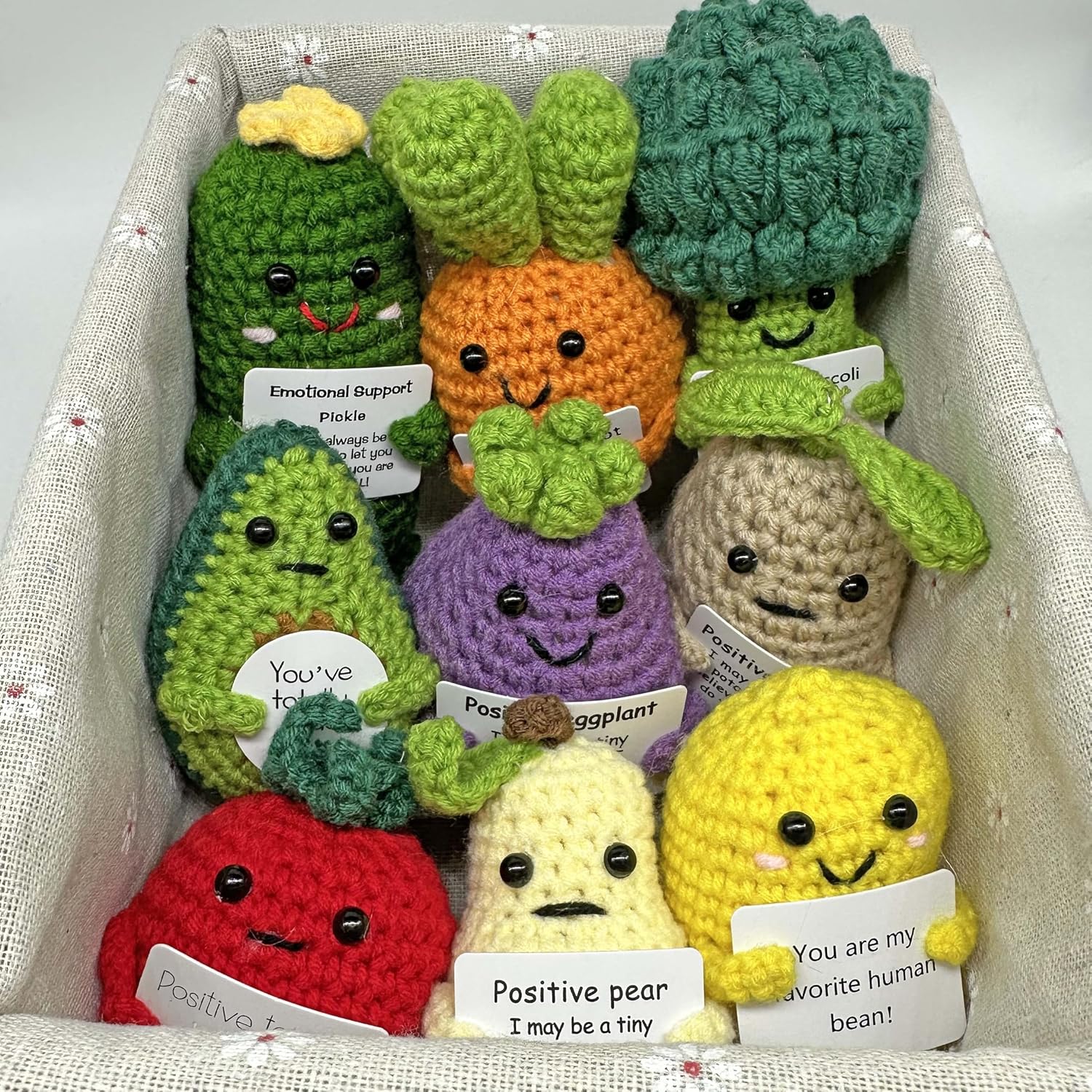 9 PCS Emotional Support Nuggets Pickle Positive Potato Mini Crochet Animals Employee Appreciation Gifts Teacher Appreciation Gifts Cute Funny Handmade Gift