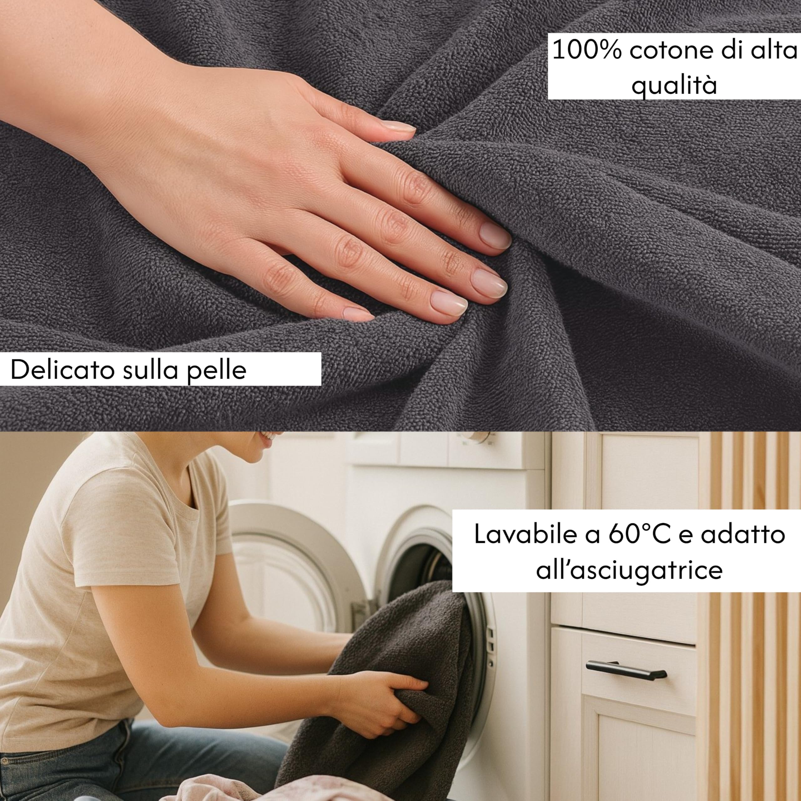 Telo mare in spugna XXL 100% cotone, Grigio, 150x200cm | Asciugamano da bagno grande, sauna, doccia, cotone, mare, taglia grande, spiaggia, telo