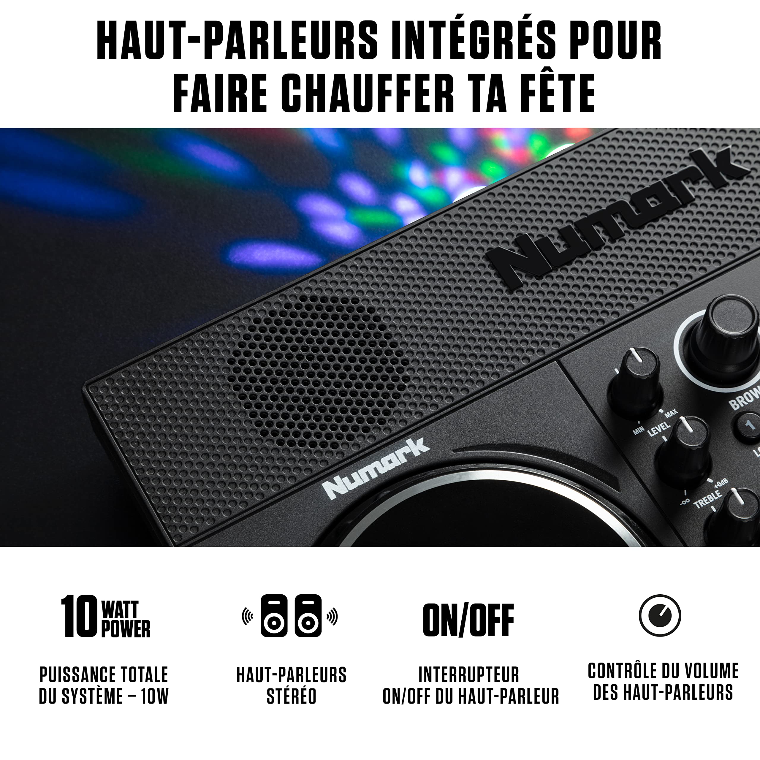 Numark Party Mix Live Platine DJ avec Enceintes Intégrées, Jeux de Lumière LED, Table de Mixage, avec Serato DJ Lite