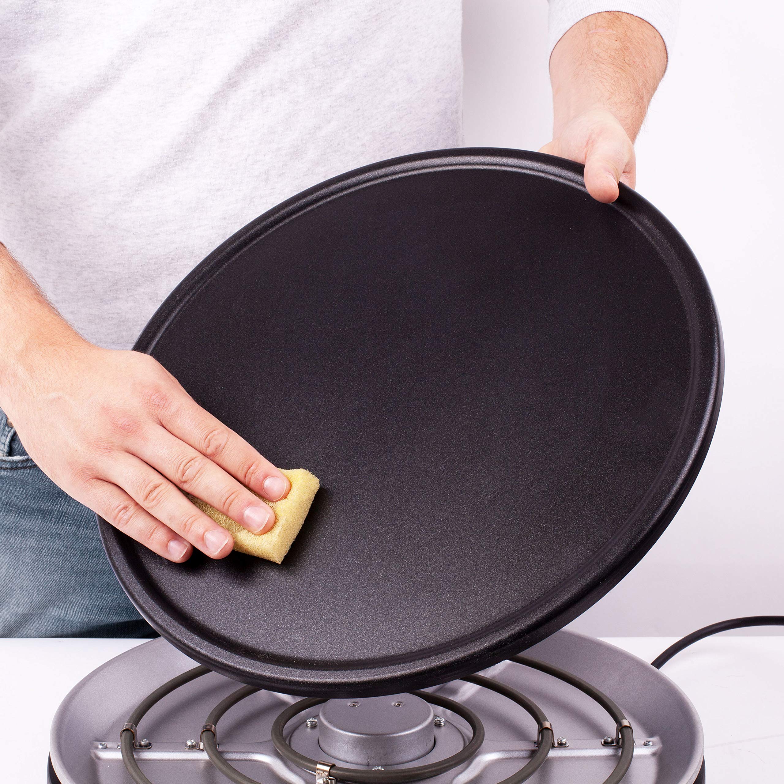 Duronic PM152 Crepiera elettrica 1500W, Piastra antiaderente grande rimovibile da 37 cm, Temperatura regolabil, Crepes maker, Spatola e stendi pastella, Per pancake, crepes, piadine, frittate