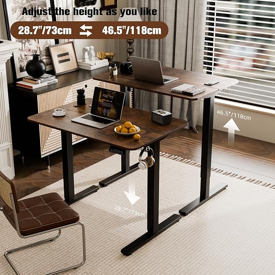 ERGOMAKER Electric Standing Desk 90x60cm, 2 Memory Heights, Rustic Brown