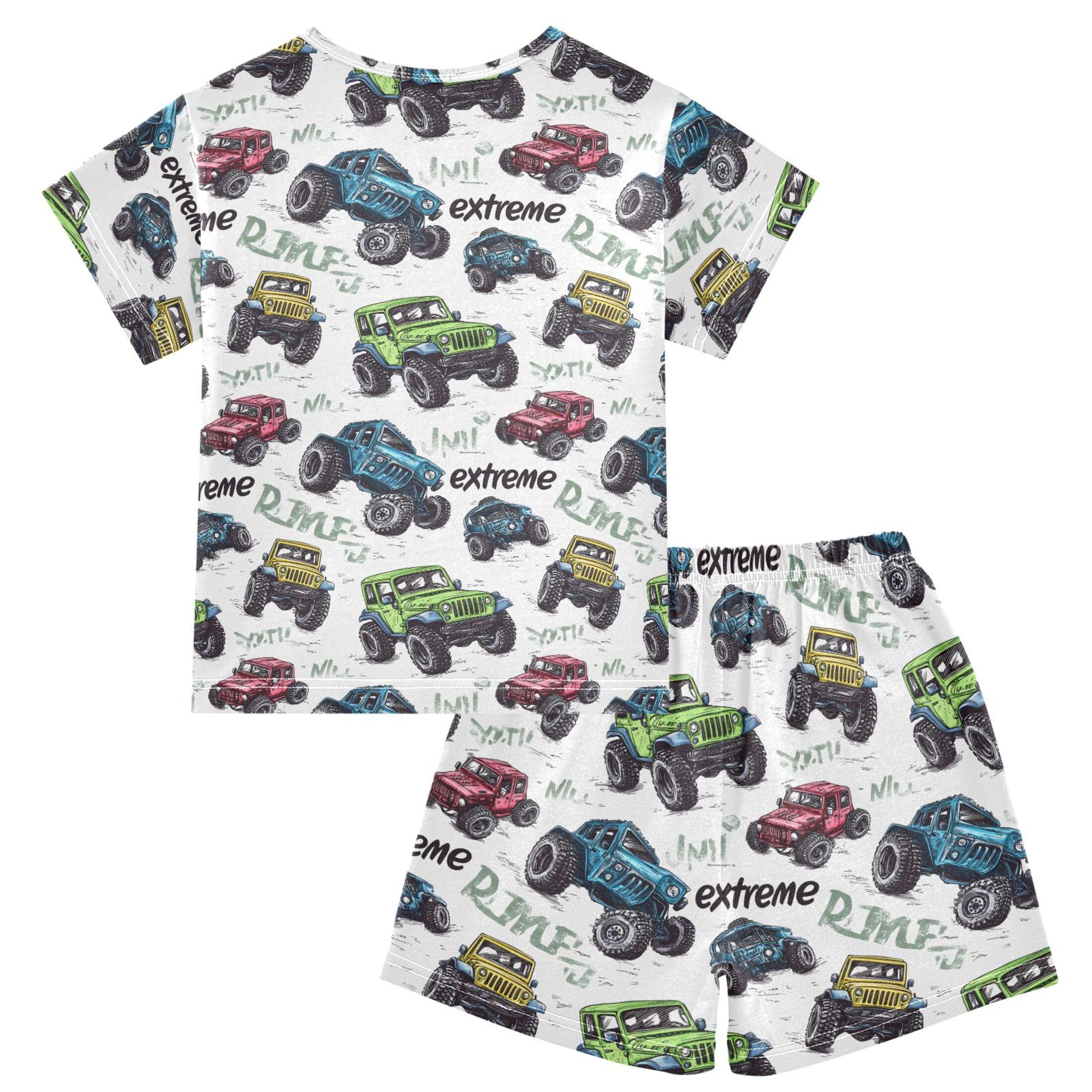 UMIRIKO Watercolor Car Summer Short Sleeve Pajamas Sleepwear PJ Set B0403817
