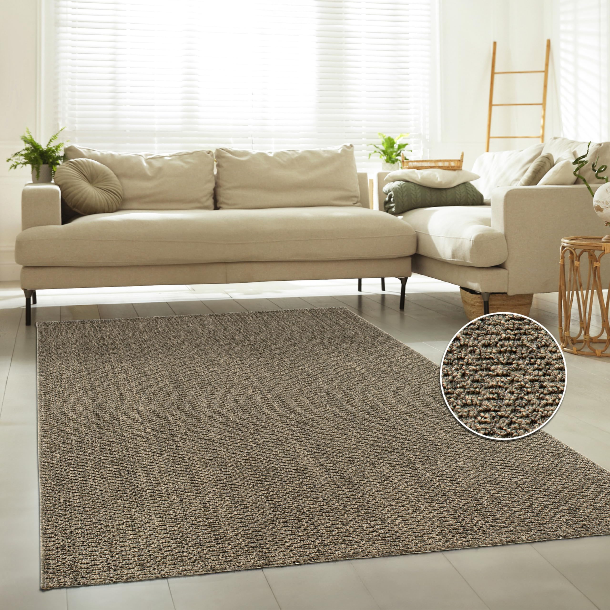 Alfombra para Interior Y Exterior Apta para Salón, Balcón, Cocina Y Pasillo - Diseño De Yute Natural, Unicolor, Resistente, Impermeable Y En Tonos Naturales, tamaño:80x150 cm