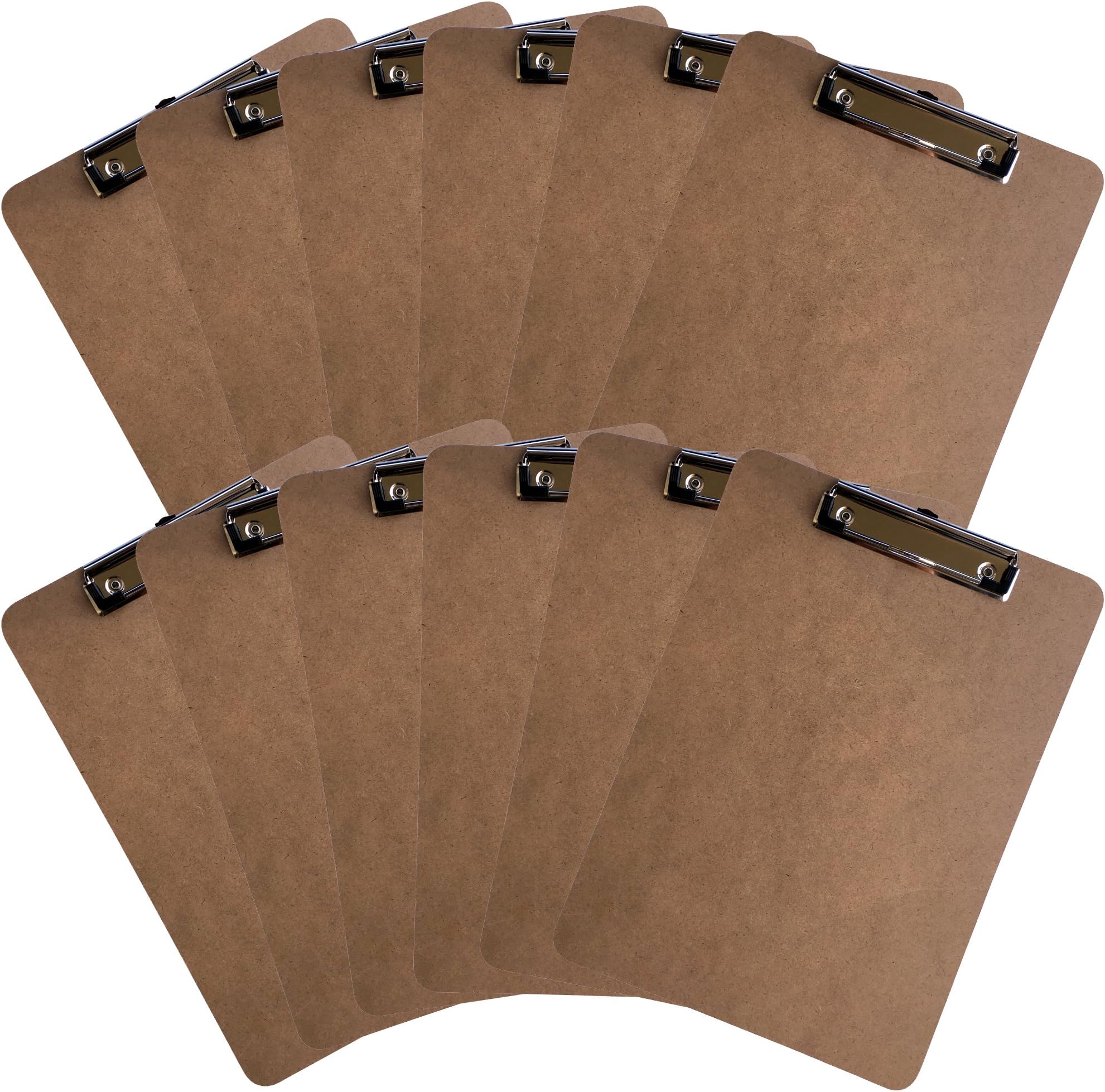 Clipboards - Value Bulk Pack of 12, Letter Sized, Hardboard with a Sturdy Low Profile Clip