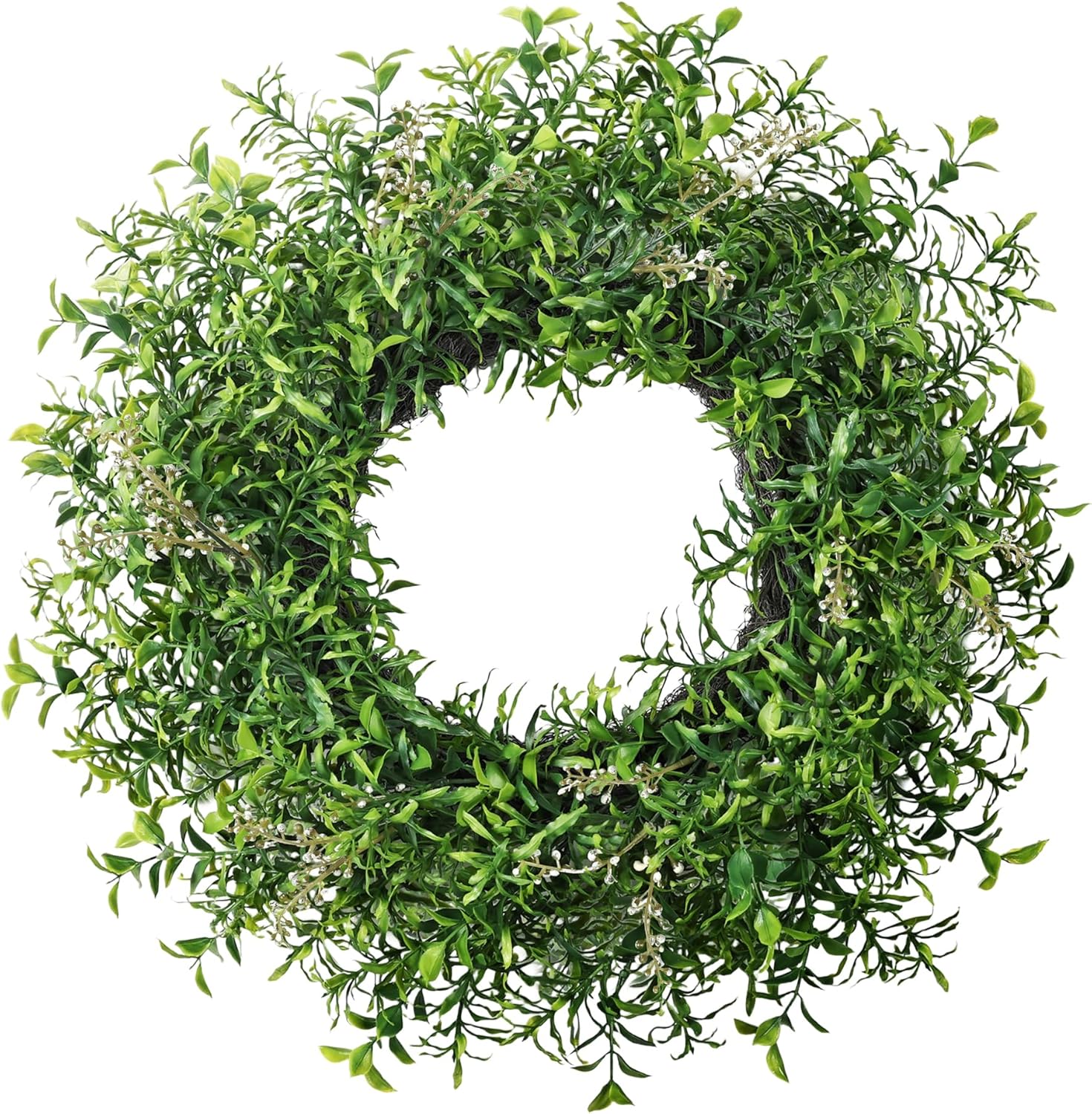 24 Inch Spring Wreaths for Front Door Wreath Summer Outdoor Green Door Wreath for All Seasons Porch Wall Indoor Outdoor Living Room Bedroom Window Farmhouse Home Decoration