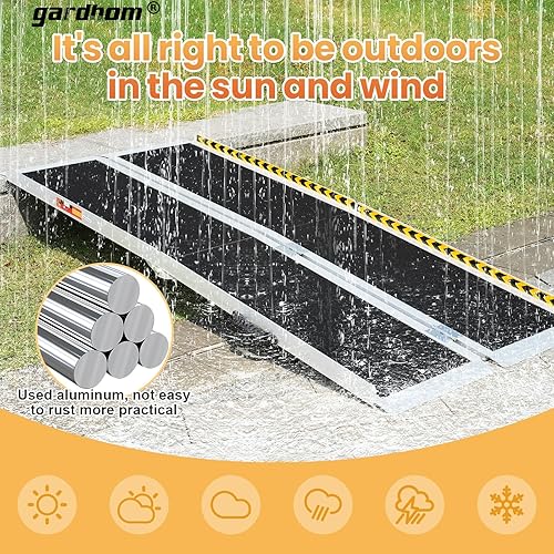 Miniatura 5 de gardhom - Rampa portátil de aluminio antideslizante de 6 pies, rampa plegable para silla de ruedas, rampa para silla de ruedas, rampas para silla