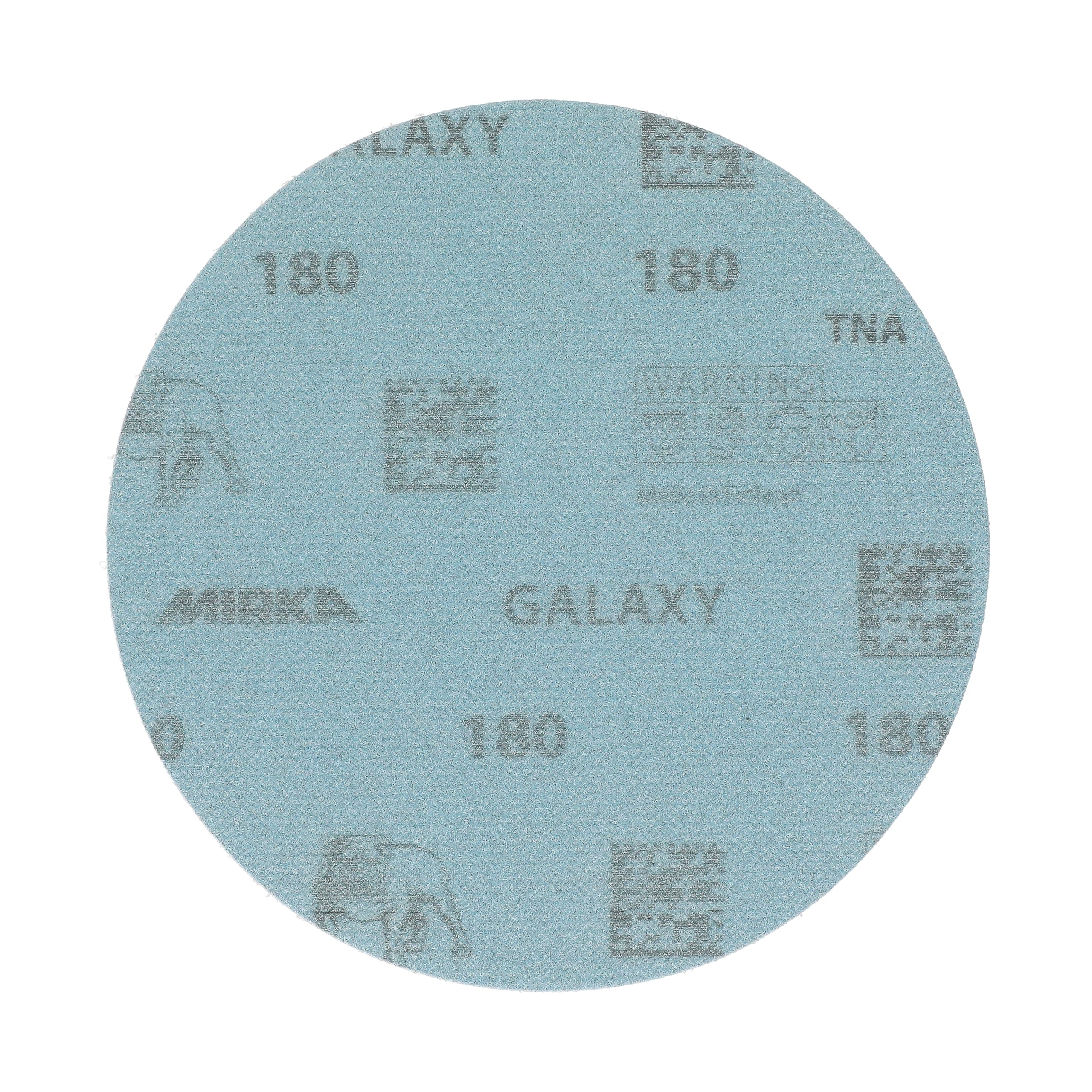 Mirka GalaxySandpaper - Carta abrasiva da 125 mm, grana 180, 50 dischi/confezione, con gancio e anello, abrasiva di alta qualità per resina epossidica, legno, metallo, tecnologia anti-intasamento e