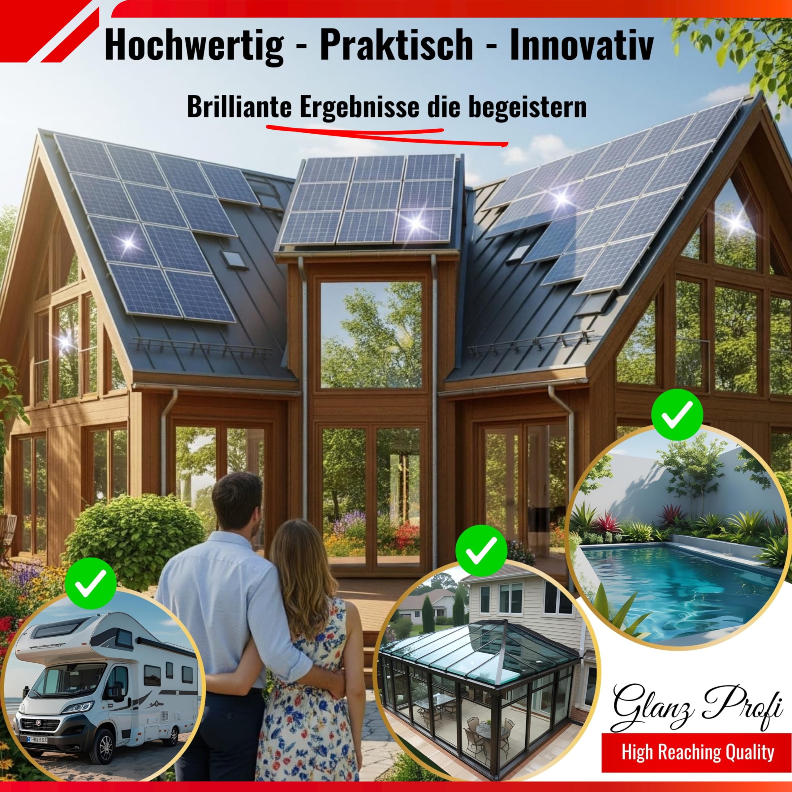 Glanzprofi Profi Teleskop Waschbürste 7,2m wasserführend – Perfekt für PV Anlage Reinigung & PV Reinigungsbürste – Teleskopbesen Solaranlage & Waschbürste mit Teleskopstiel