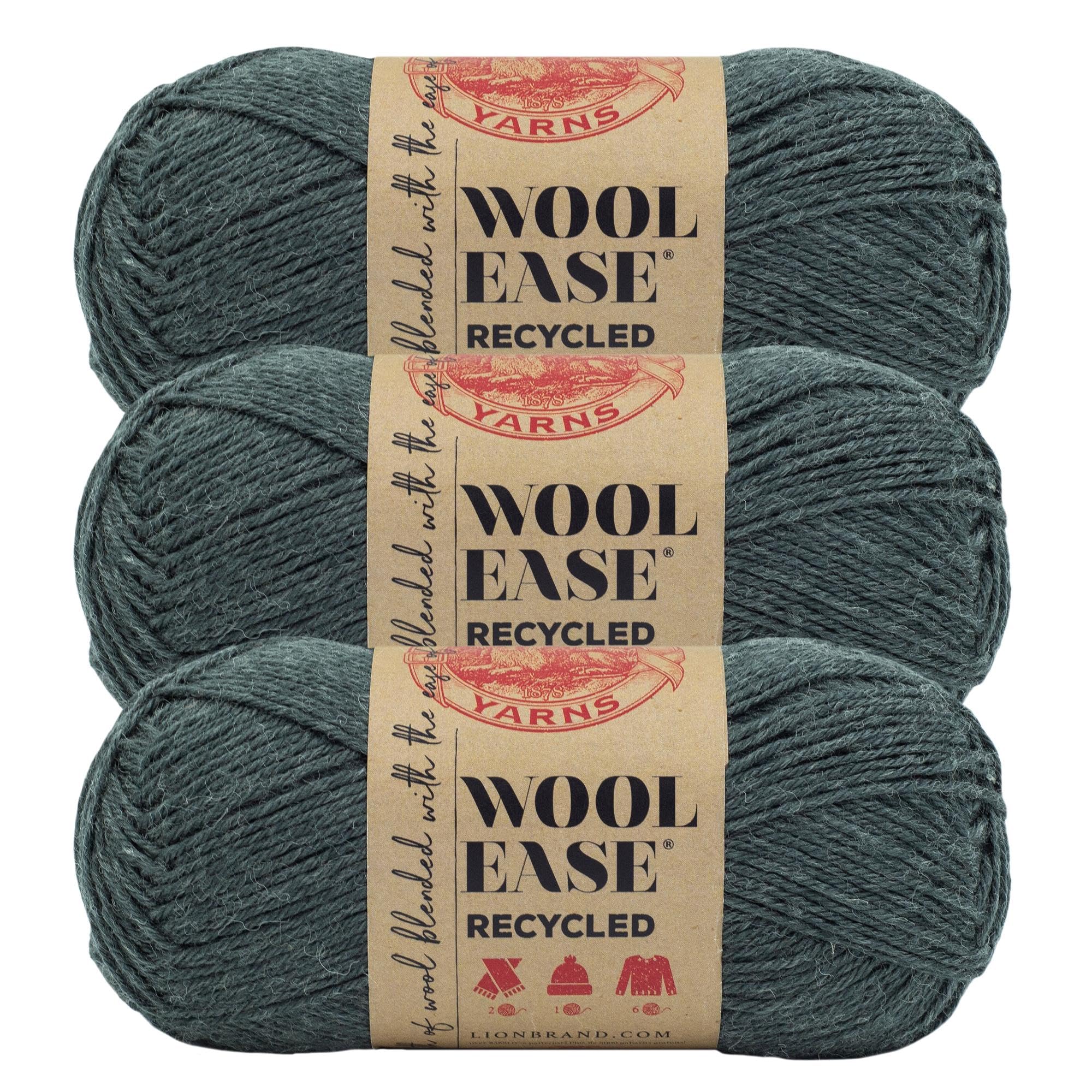 Laine recyclée Lion Brand Wool-Ease haut de gamme gris anthracite lot de 3 pelotes
