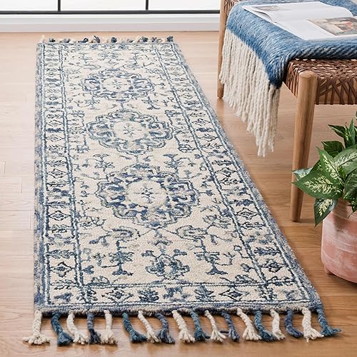Safavieh Aspen Collection APN125A - Alfombra de pasillo de 2 pies 3 pulgadas x 8 pies color marfilazul