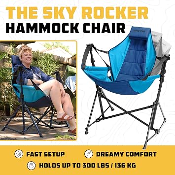 Wise Owl Outfitters Hammock Chair for Adults Comfortable Portable Folding Rocking Camping Chair with Carry Bag Great for Lawn, Campsite & Outdoors