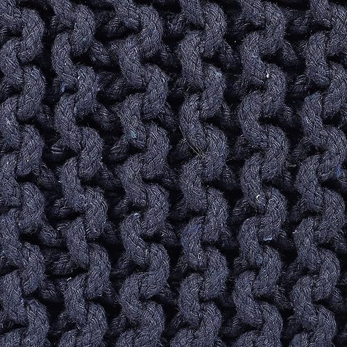 Miniatura 5 de REDEARTH  Taburete otomano bajo con pies cúbicos, puf tejido a mano, puf bohemio de cordón, decoración del hogar, reposapiés relleno para sala de