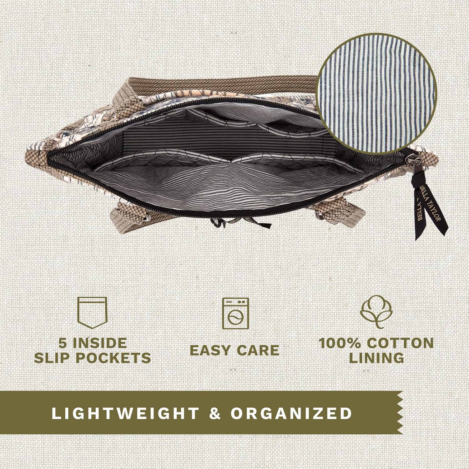 Bella Taylor Everyday Tote | Lightweight Quilted Fabric Handbags for Women - Image 4