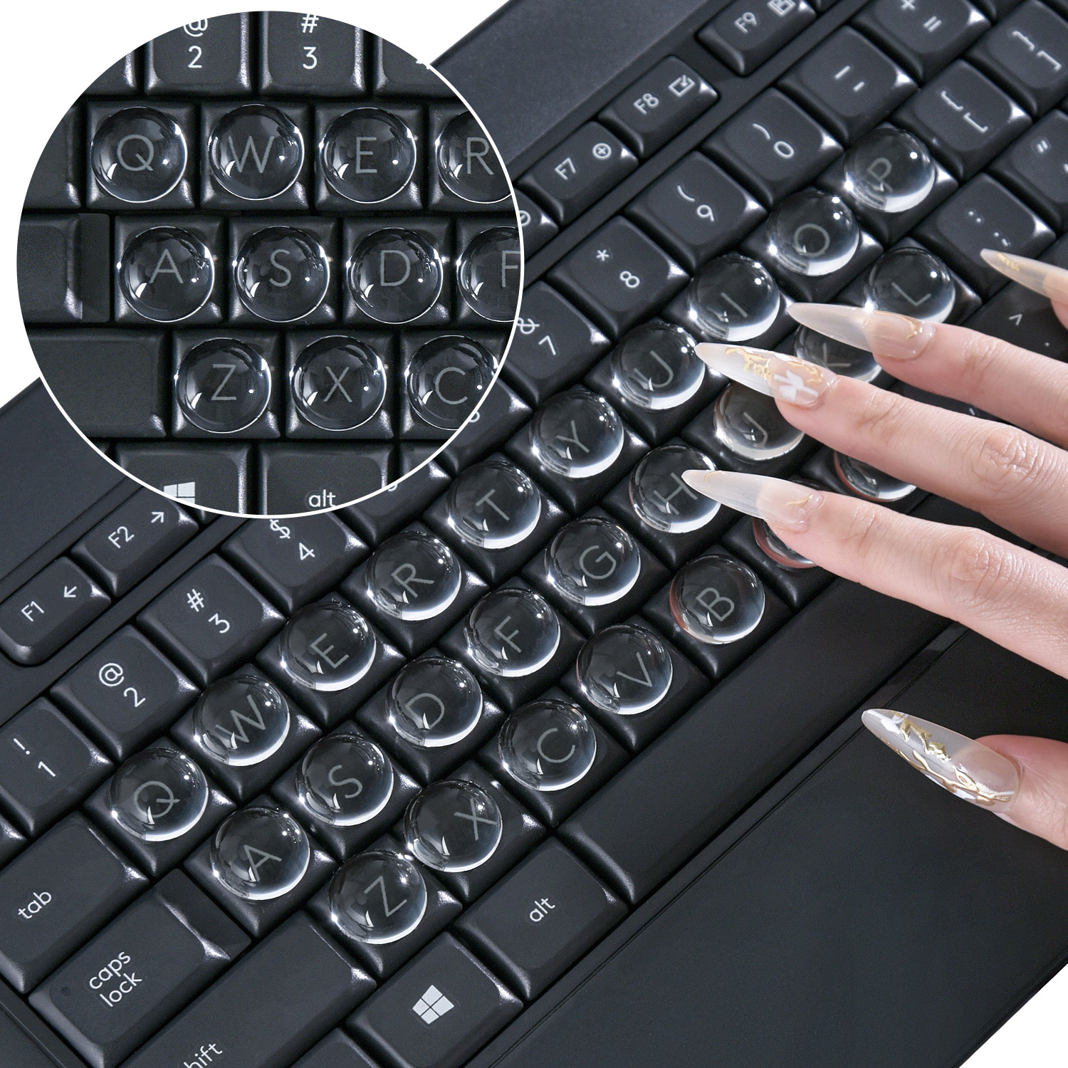 110PCS Pegatinas de Teclado para Uñas Largas, Protector Transparente miniatura 7