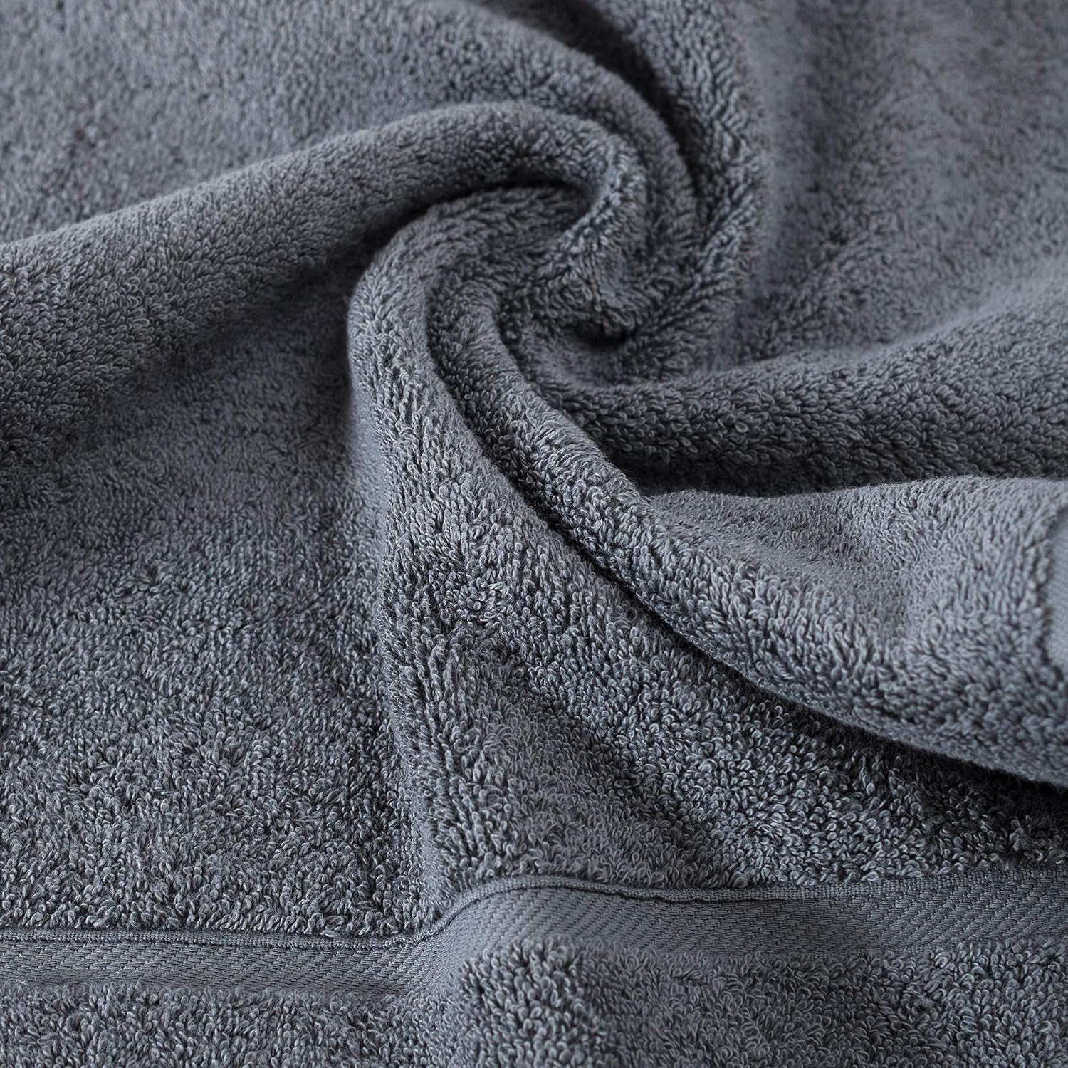 UpThrone Luxury Turkish Cotton 6 PC Bath Towels Set - Hotel & Spa Grade, Ultra Absorbent & Soft (Includes 2 Bath Towels, 2 Hand Towels & 2 Washcloths) - Dark Grey (Dark Grey)