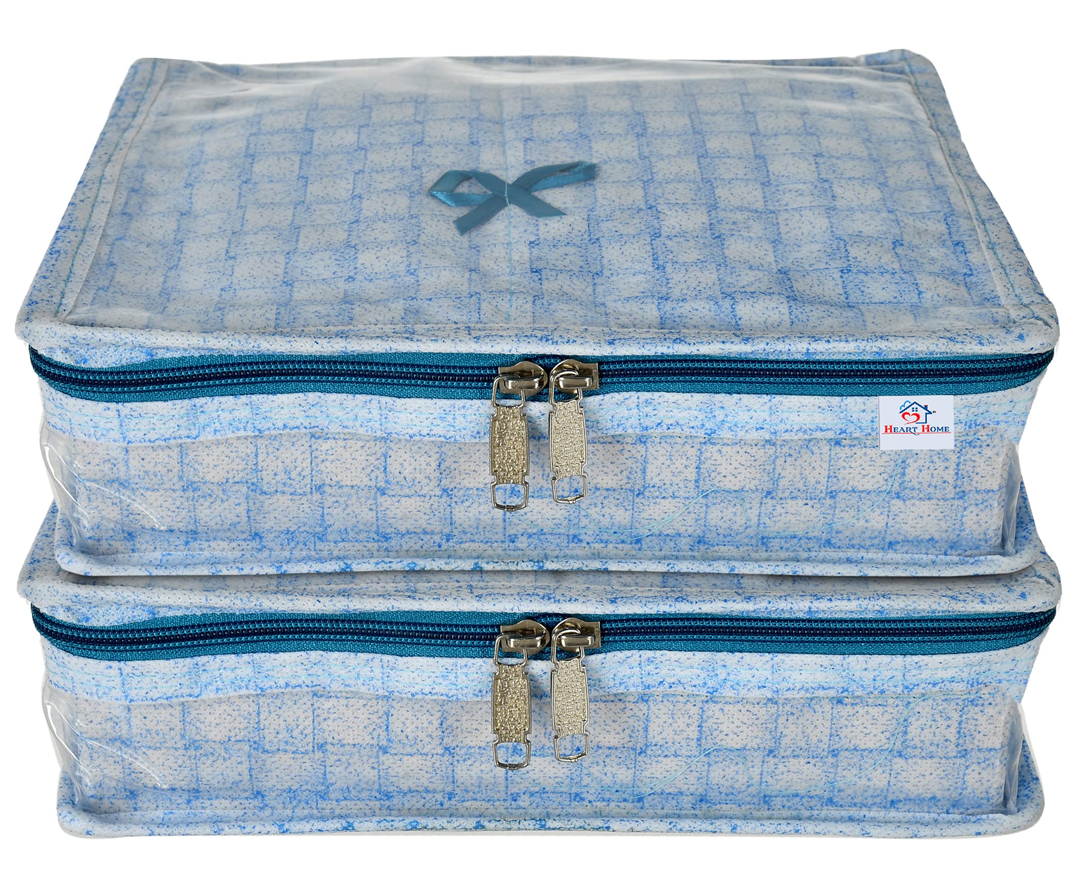Heart Home Check Design Laminated PVC Jewellery Organizer With 4 Transparent Pouches & 1 Bangle/Watch Rod -Pack of 2 (Blue)-HS_38_HEARTH21275 (B095CGLN9Q) Amazon Price History, Amazon Price Tracker