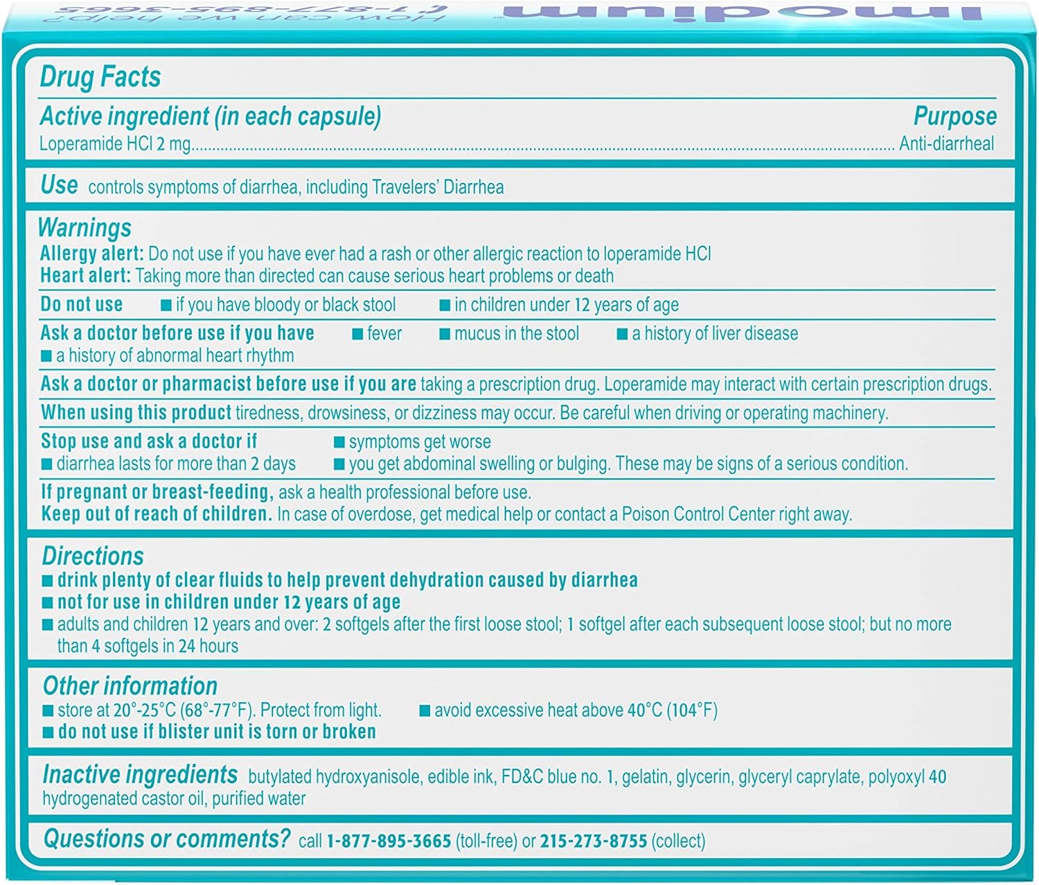 Imodium A-D Anti-Diarrheal Medicine Softgels, 2 mg Loperamide Hydrochloride, 24 ct. : Health & Household