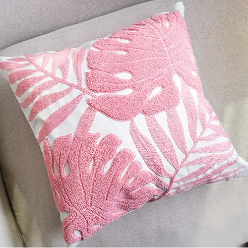 Miniatura 7 de Funda de almohada bordada de 18 x 18 pulgadas, decoración del hogar, funda de almohada de suelo para sofá, silla, 100% algodón, con lazo bordado de