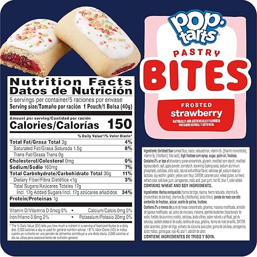 Miniatura 2 de Pop-Tarts Bites sabrosos bocadillos rellenos de pastelería fresa esmerilada caja de 2188 libras 25 unidades