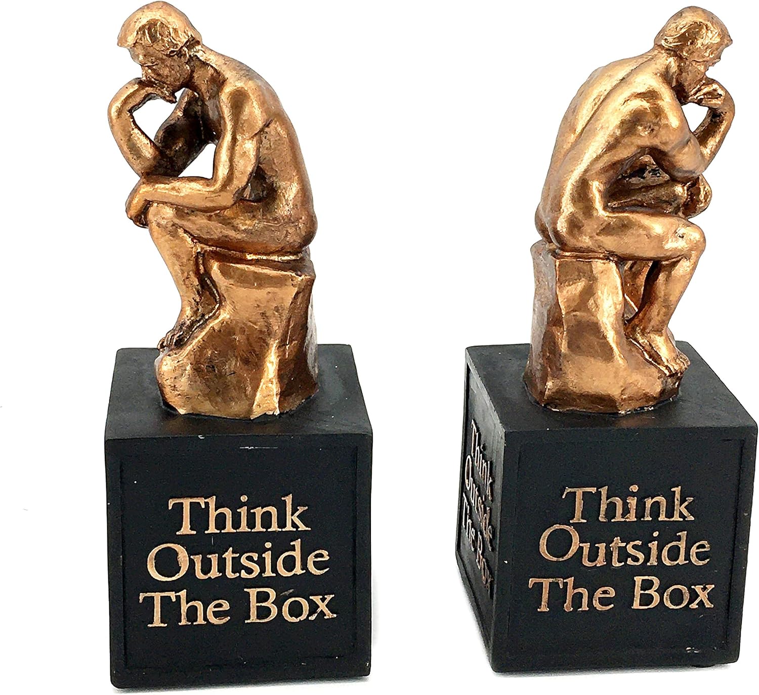 Bellaa 24674 Rodins Thinker Bookends for Shelves Vintage Trophy Award Cool Creative Idea Think Outside the Box Inspirational Motivational Desk Decor Unique Modern Abstract Sculpture Statues