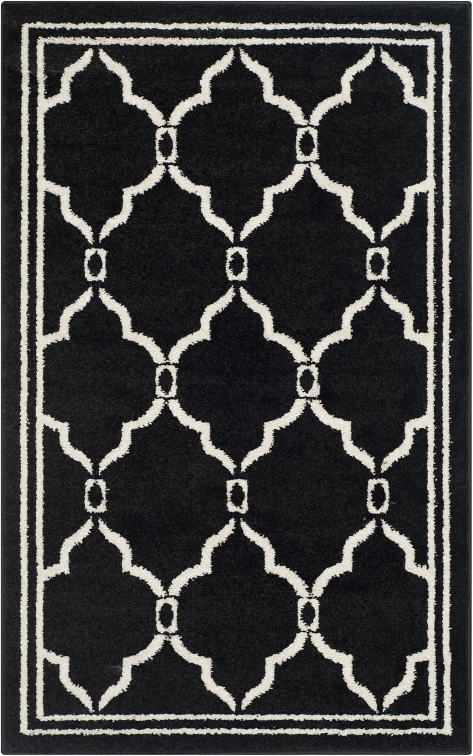 SAFAVIEH Amherst Collection Accent Rug - 2'6" x 4', Anthracite & Ivory, Trellis Design, Non-Shedding & Easy Care, Ideal for High Traffic Areas in Entryway, Living Room, Bedroom (AMT414G)