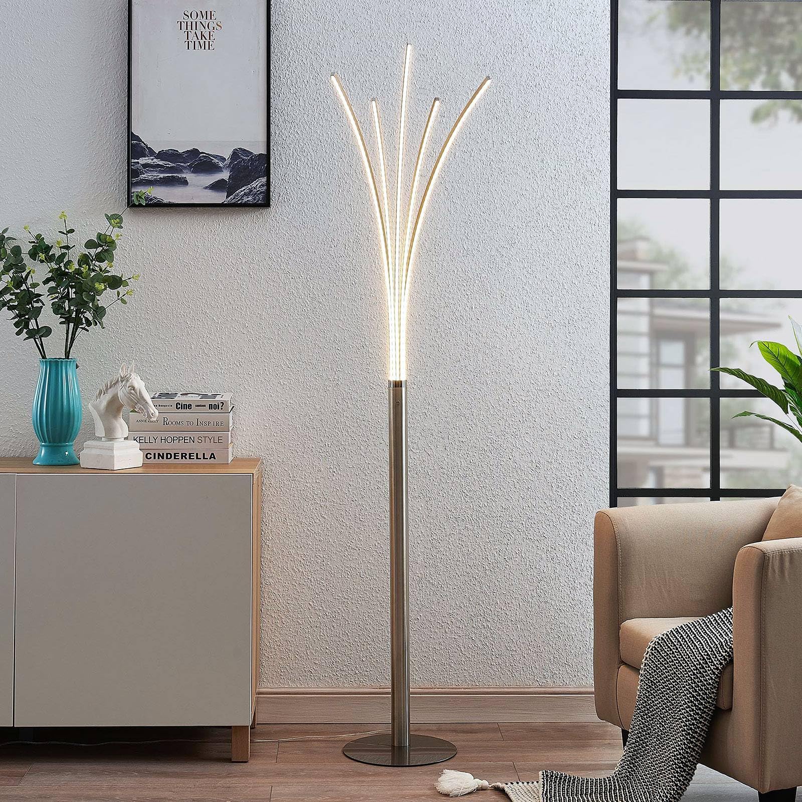 LED Lámpara de pie 'Boba' (Moderno) en Gris hecho de Aluminio e.o. para Salón & Comedor (1 llama,) de Lindby | lámpara de pie LED