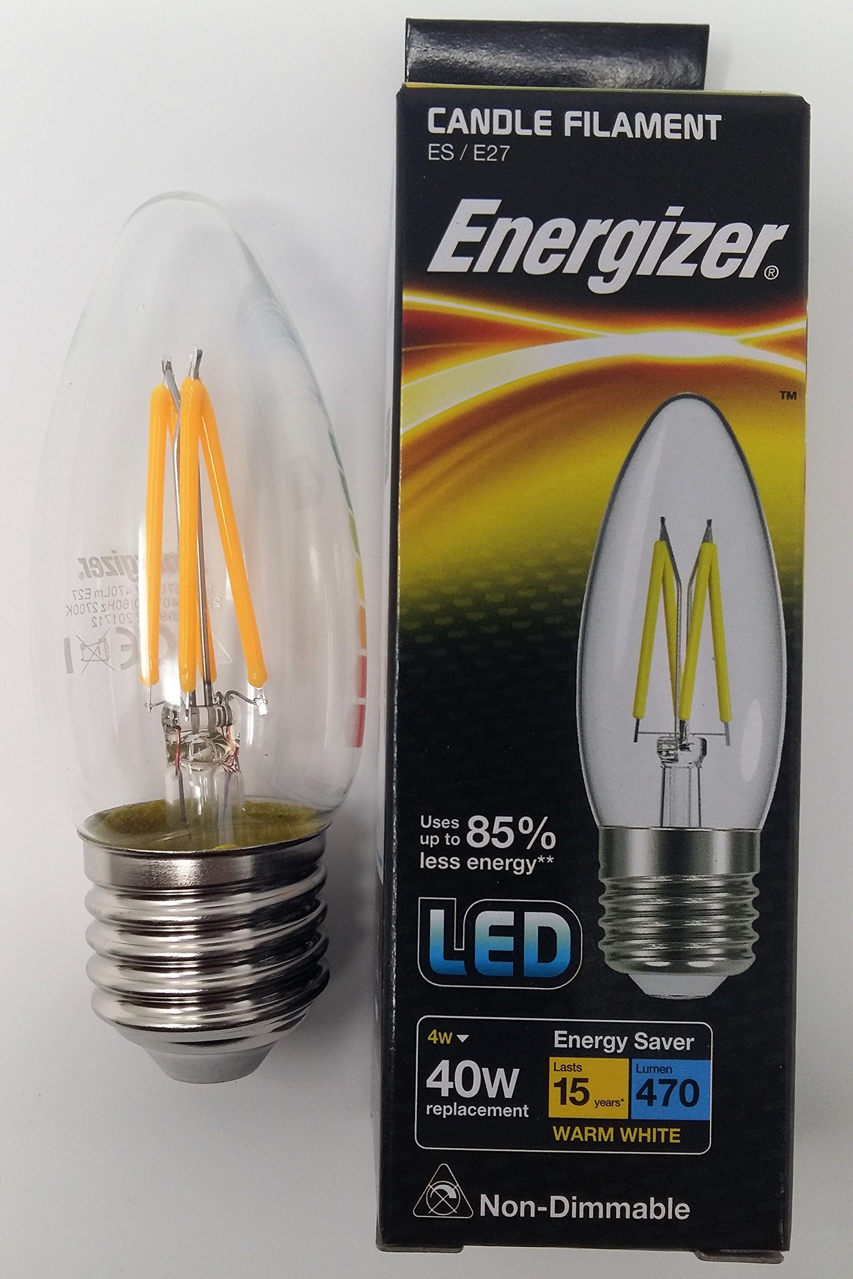 Energizer Warm White 40W Led Candle Fil E27 Ww S12870