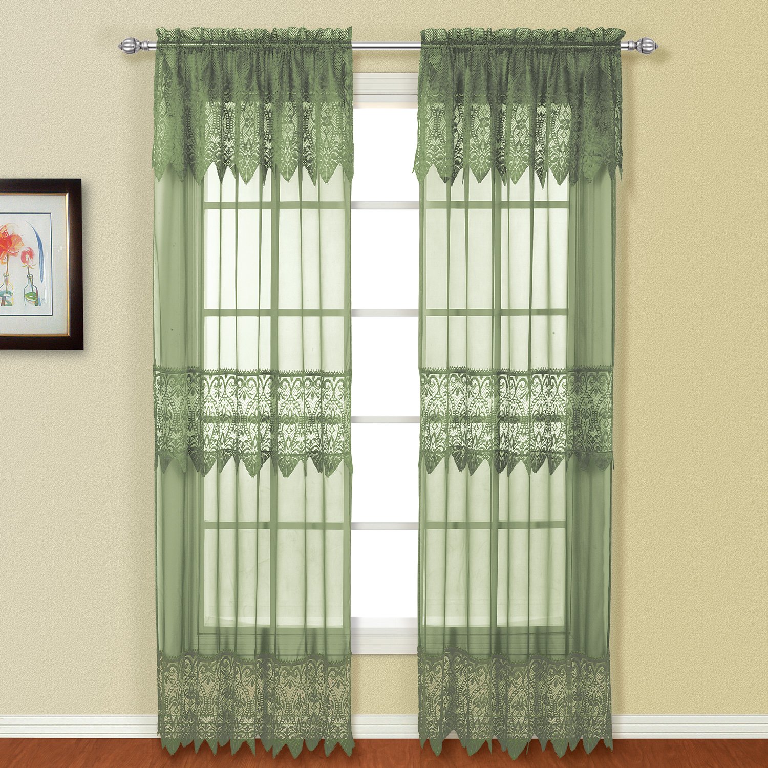 Sage Green Lace Curtains Curtains & Drapes