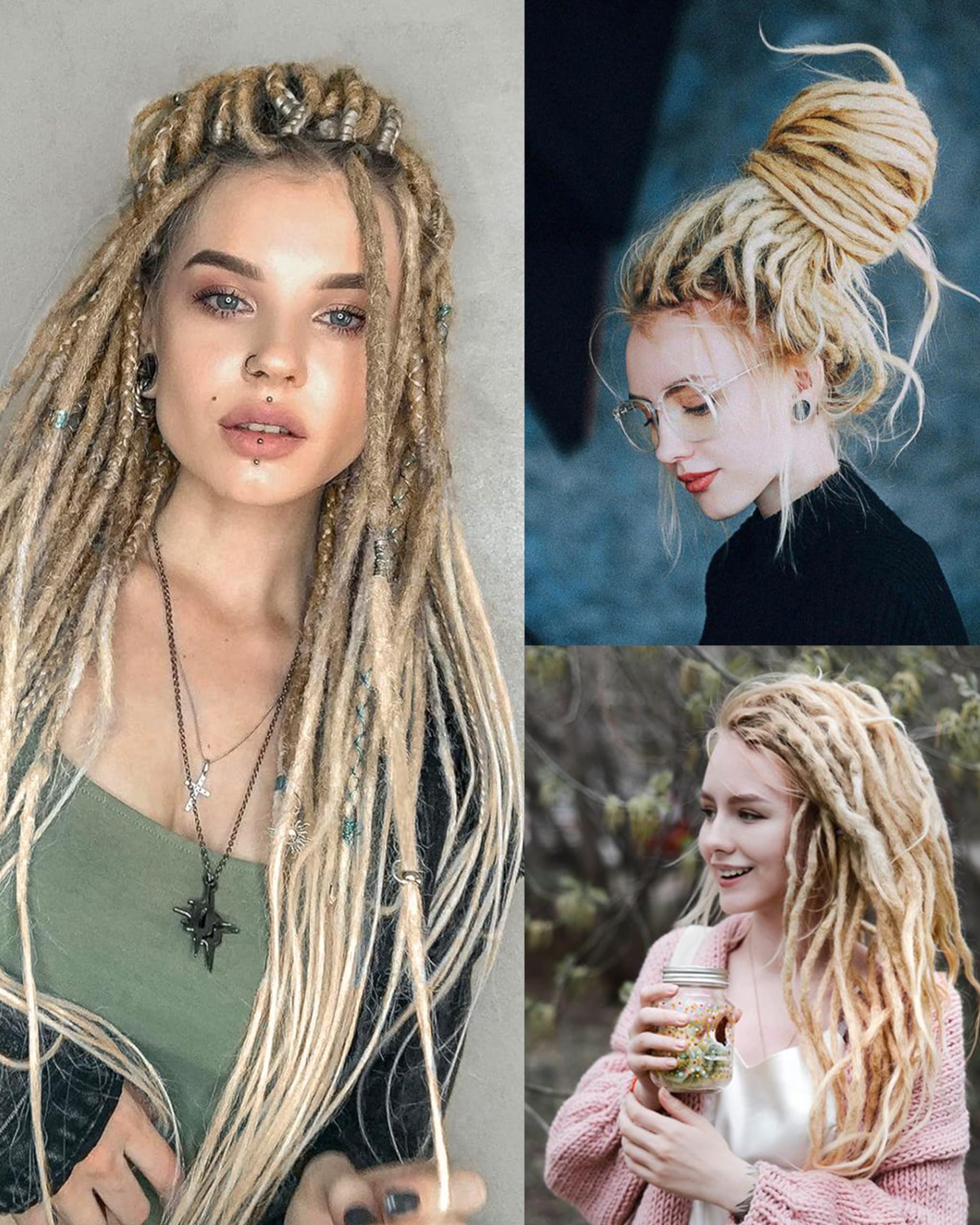 20 Blonde Synth Dreads Dreadlocks Hair Extensions Amazon.com : Leeven 24 Inch Synthetic Dreadlock Extensions  main image 3