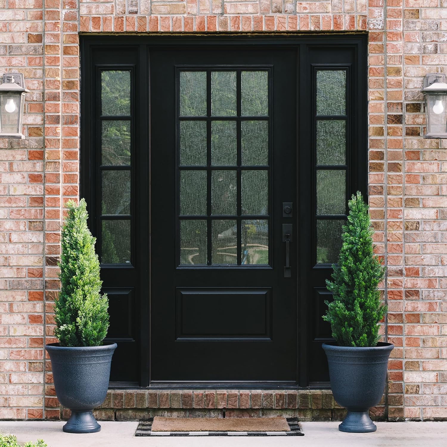 TRESIL Set of 2 Pre-Potted 4 Feet Faux Cedar Tree, Lifelike UV Protected Front Door Decor, Porch, Garden, Entryway Topiary, Indoor/Outdoor Use - Ready to Display